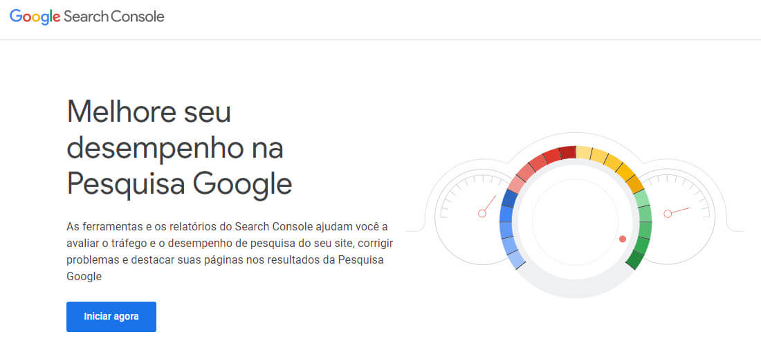Tela para cadastro Google Search Console