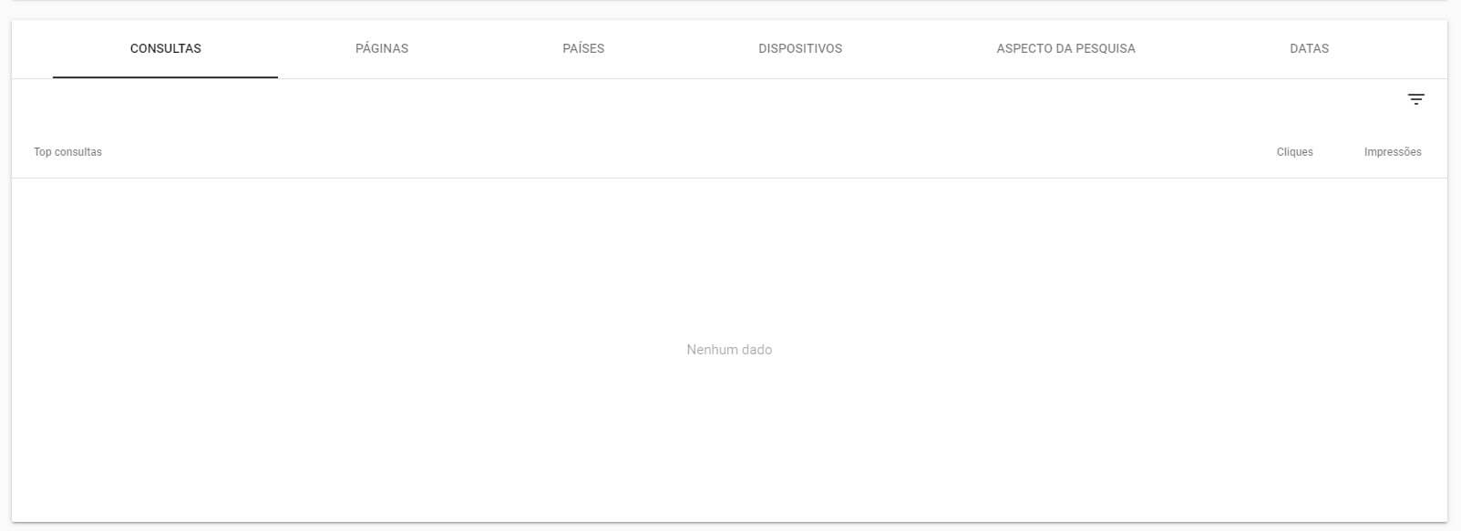 Painel do Search Console